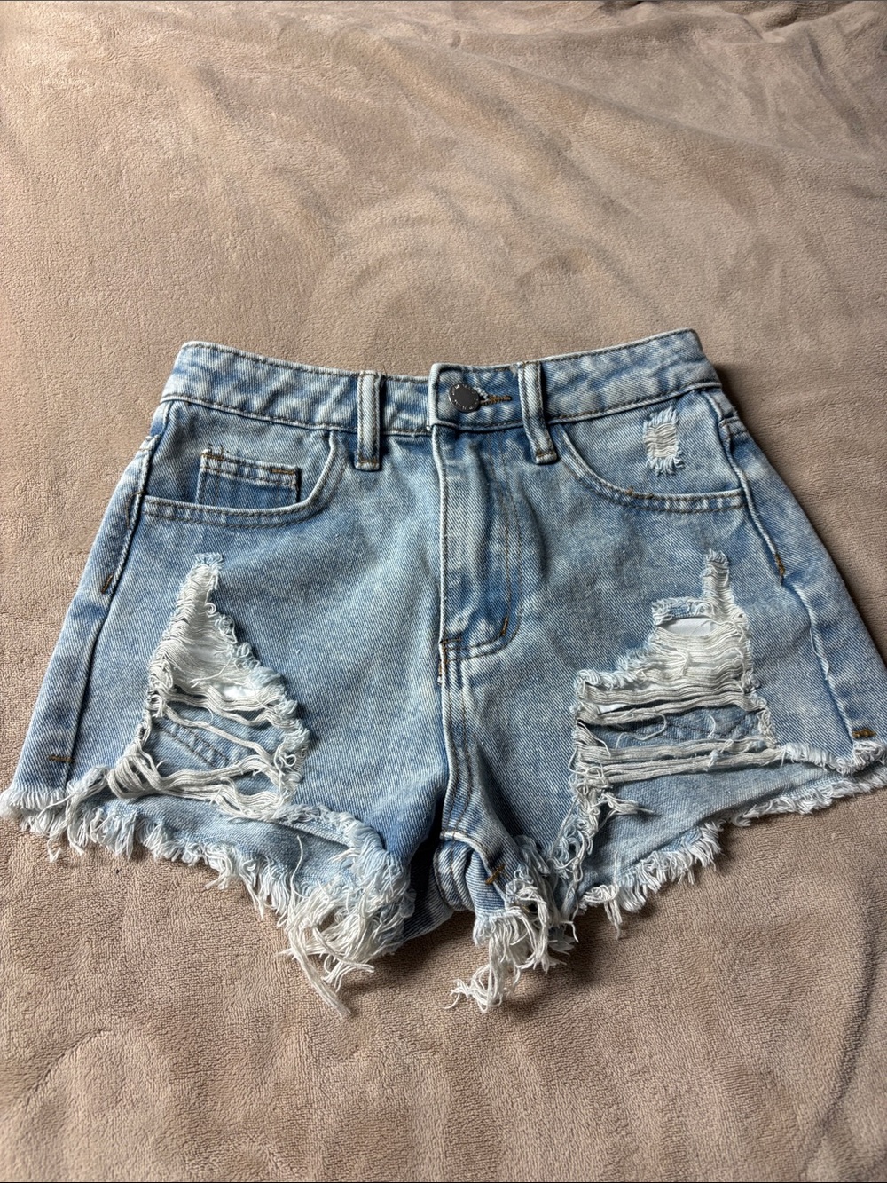 Light Blue Distressed Denim teen Shorts